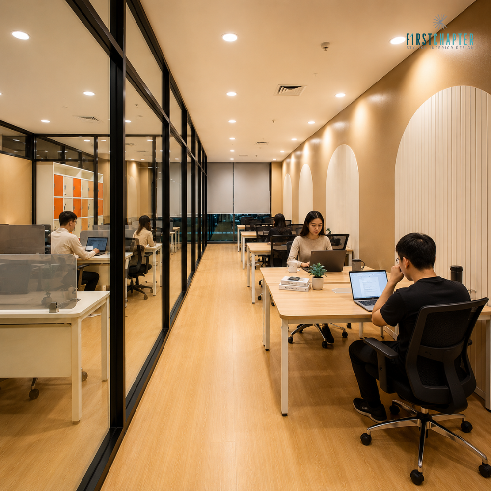 First Chapter — Open office workspace