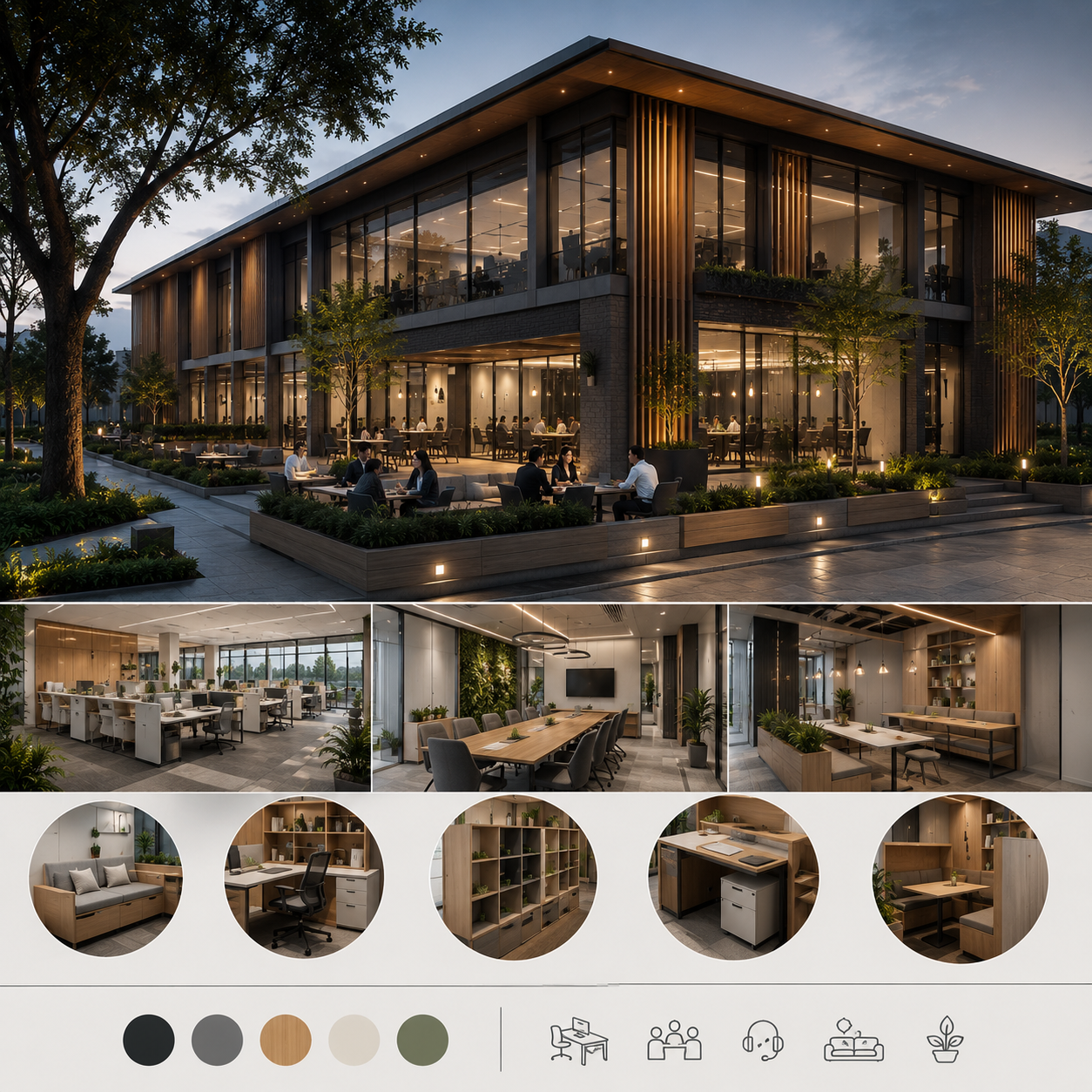 Completed exterior facade