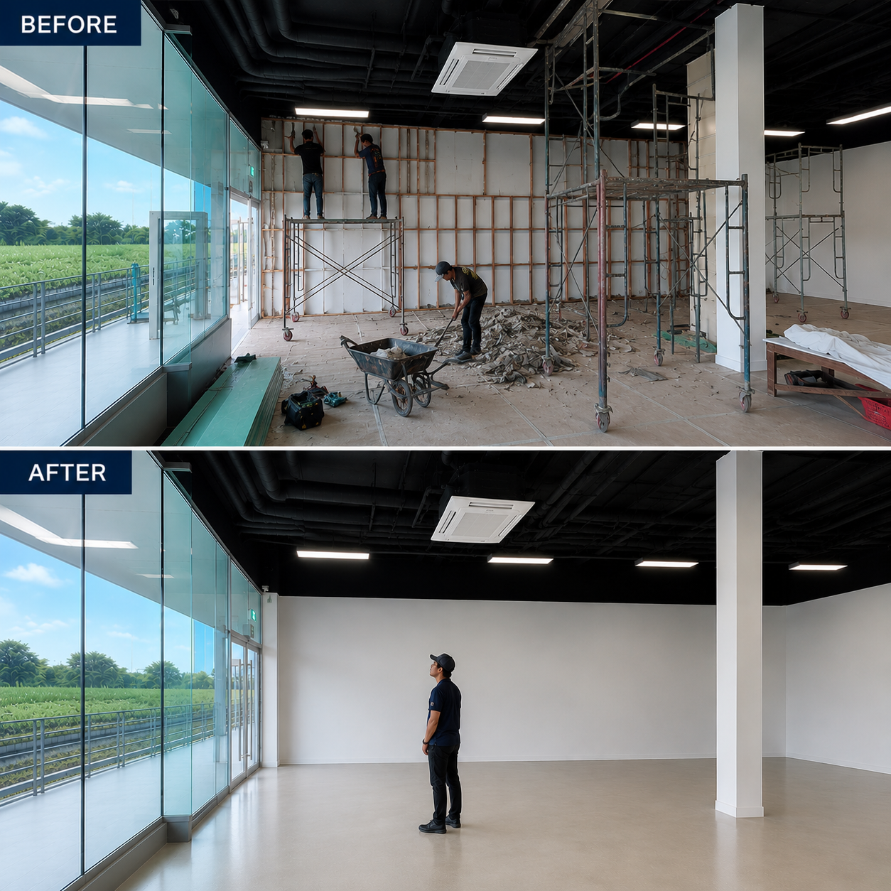Space Reinstatement — Before & After cleanup